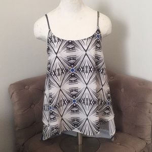 LALESSO Tribal Print "Wadi" Scoop Neck Trapeze Tank Top